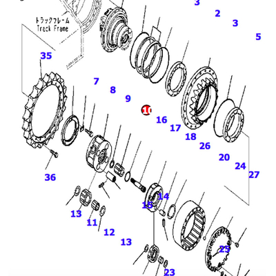 Hydraulische Raupen-Teil-Getriebewelle YN32W01051P1 SK200-8 SK210-8